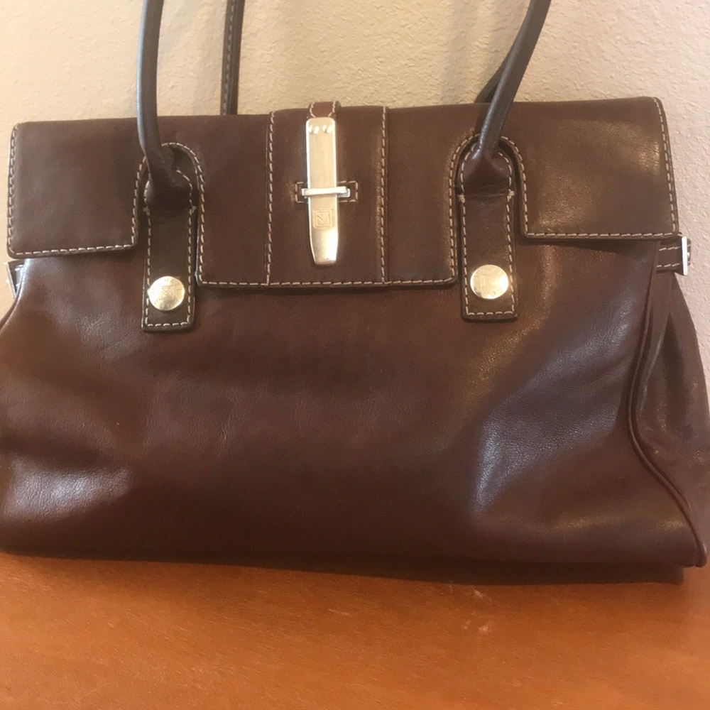 Michael Kors Vintage Shoulder Bag Brown Silver.